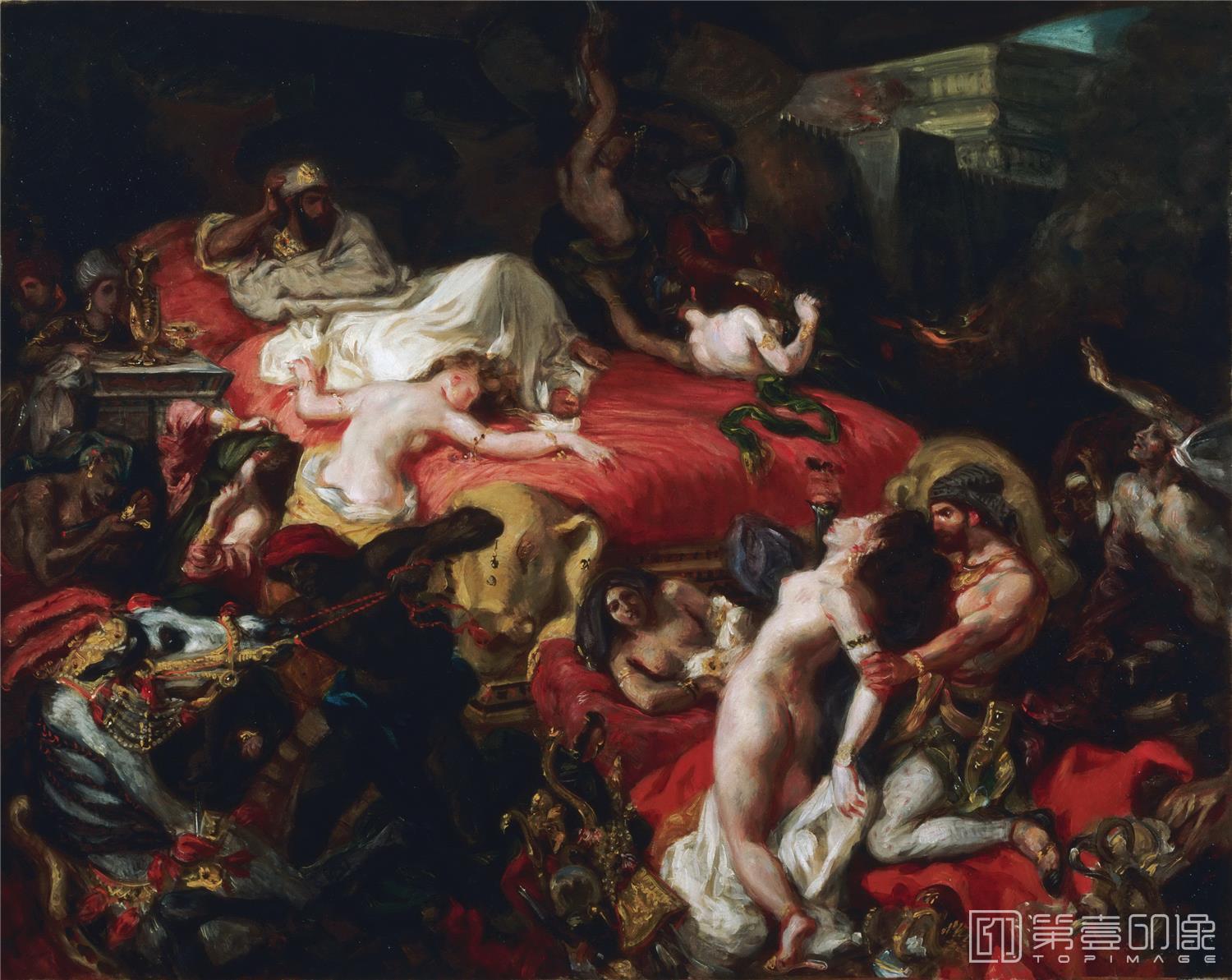 油画-美国费城美术馆藏画-Ferdinand-Victor-Eugène Delacroix, French, 1798-1863The Death of Sardanapalus-190